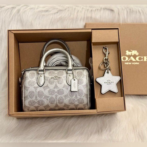 NWT Coach Boxed Mini Rowan Crossbody Bag And Mirror Bag Charm Set CX186 - Picture 2 of 14